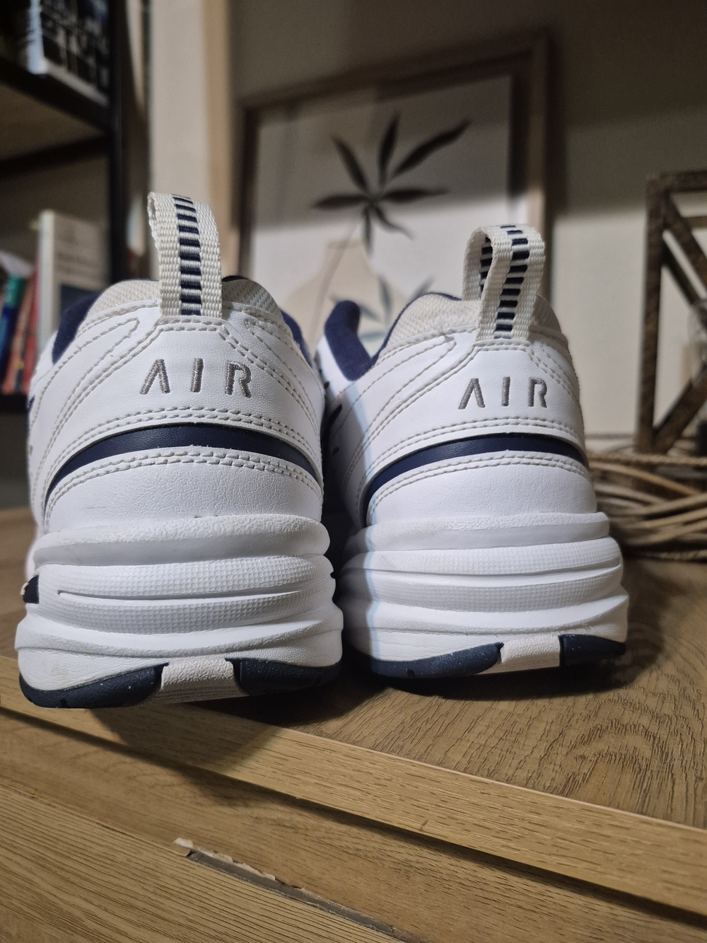 Nike Air Monarch Men's White / Navy Air Cushion Walking Shoes - Picture 6 of 10